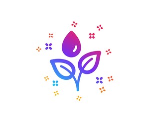Plants watering icon. Leaves dew sign. Environmental care symbol. Dynamic shapes. Gradient design plants watering icon. Classic style. Vector