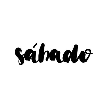 Tuesday. Day of the week in spanish. Hand drawn lettering element