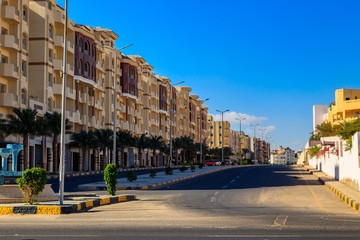 Street of Hurghada city in Egypt