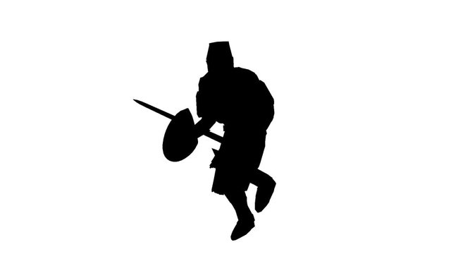 Warrior silhouette. Alpha channel. Alpha matte. Isolated. Loop. Motion Graphics. Computer Animation. FullHD.