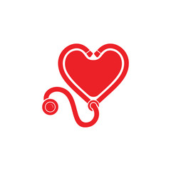 stethoscope love heart medical decoration logo vector