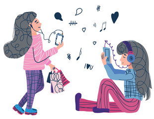 Podcast concept. Vector color design illustration.