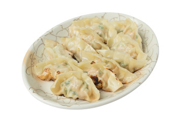 fried dumplings or gyoza isolated on white background
