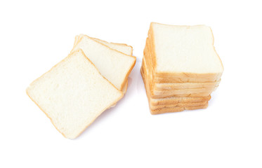 sliced soft and sticky delicious white bread for breakfast on white isolated background - 260294766