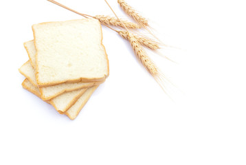 sliced soft and sticky delicious white bread for breakfast on white isolated background