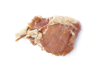 raw pork chop steak with salt, pepper, garlic and oil ready for grilling in thai style