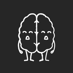 Sad human brain emoji chalk icon
