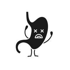 Unhappy stomach character glyph icon