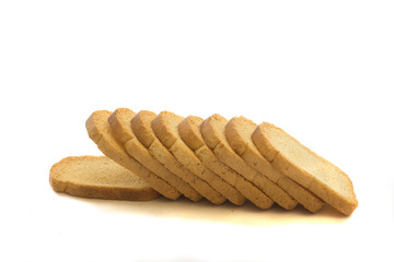 Crispy toast rusk isolated on a white background.