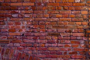 Ancient brick wall of old bricks
