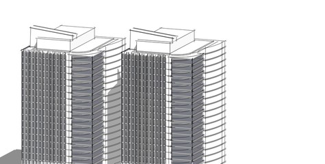 Fototapeta premium 3D illustration architecture building perspective lines.