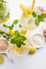 Shikanji is lemonade originating from the Punjab/India. Also known as shikanjvi or Nimbu Pani or sherbet. popular summer cold drink