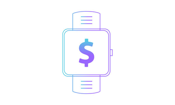 smartwatch icon, smartwatch dollar money icon.gradient style vector icon