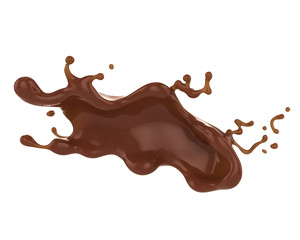Chocolate milk or cocoa splash isolated on white background, 3d rendering Include clipping path.