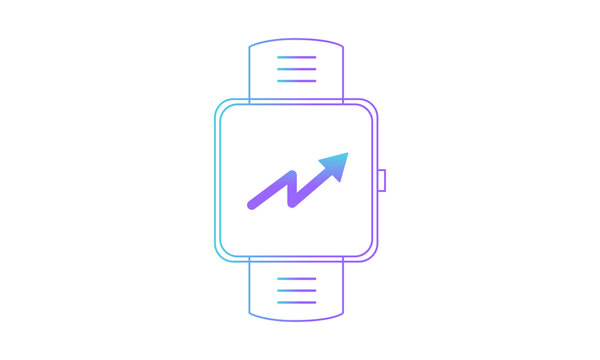 smartwatch icon,smartwatch progress graph icon. gradient style vector icon