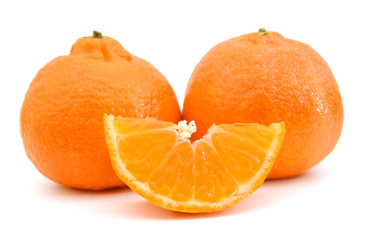 ripe mandarins isolated on white background