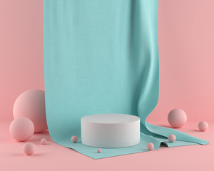 3d Scene rendering of geometric shape abstract background with pastel color podium in minimal design.