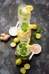 Fototapeta premium Shikanji is lemonade originating from the Punjab/India. Also known as shikanjvi or Nimbu Pani or sherbet. popular summer cold drink