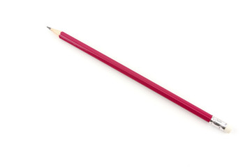 Pencil with eraser isolated on white background with copy space.