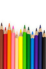 Color pencils isolated on white background with copy space.