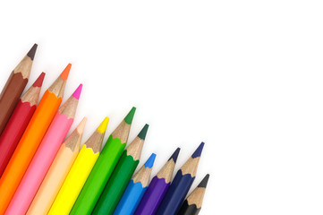 Color pencils isolated on white background with copy space.