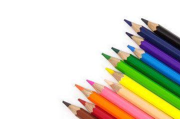 Color pencils isolated on white background with copy space.