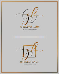Initial G F GF handwriting logo vector. Letter handwritten logo template.