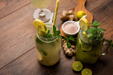 Shikanji is lemonade originating from the Punjab/India. Also known as shikanjvi or Nimbu Pani or sherbet. popular summer cold drink