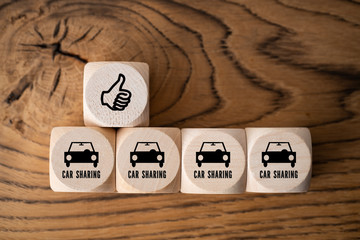 Car-Sharing Symbole auf Würfel