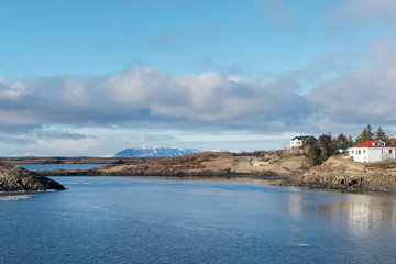 Borgarnes outskirt, west Iceland in winter