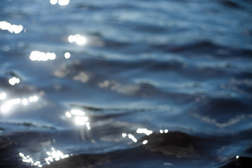 Natural bokeh blue blur view of water surface backgrounds.