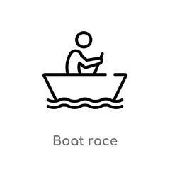 outline boat race vector icon. isolated black simple line element illustration from activity and hobbies concept. editable vector stroke boat race icon on white background