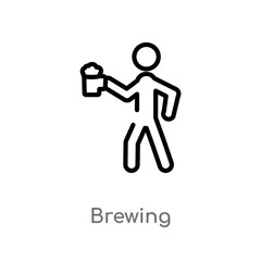 outline brewing vector icon. isolated black simple line element illustration from activity and hobbies concept. editable vector stroke brewing icon on white background