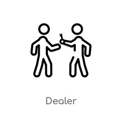 outline dealer vector icon. isolated black simple line element illustration from activity and hobbies concept. editable vector stroke dealer icon on white background