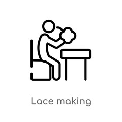 outline lace making vector icon. isolated black simple line element illustration from activity and hobbies concept. editable vector stroke lace making icon on white background