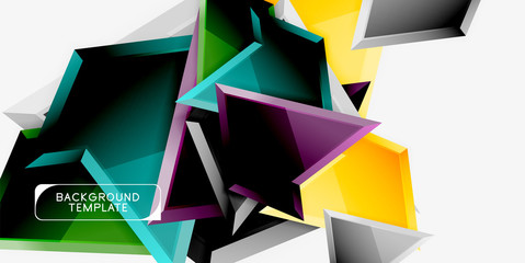 Minimal geometrical triangles with 3d effect abstract background template
