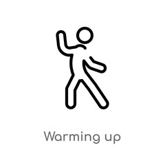 outline warming up vector icon. isolated black simple line element illustration from activities concept. editable vector stroke warming up icon on white background