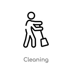 outline cleaning vector icon. isolated black simple line element illustration from activities concept. editable vector stroke cleaning icon on white background
