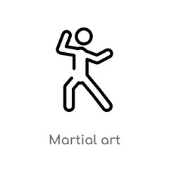 outline martial art vector icon. isolated black simple line element illustration from activities concept. editable vector stroke martial art icon on white background