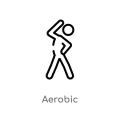 outline aerobic vector icon. isolated black simple line element illustration from activities concept. editable vector stroke aerobic icon on white background