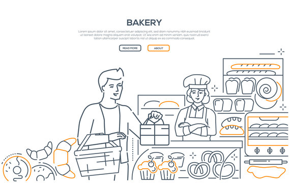 Bakery - modern line design style web banner