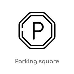 outline parking square vector icon. isolated black simple line element illustration from airport terminal concept. editable vector stroke parking square icon on white background