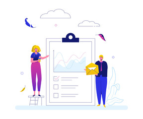 Business strategy - flat design style web banner