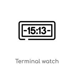 outline terminal watch vector icon. isolated black simple line element illustration from airport terminal concept. editable vector stroke terminal watch icon on white background