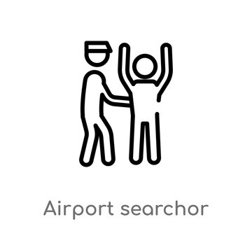 outline airport searchor vector icon. isolated black simple line element illustration from airport terminal concept. editable vector stroke airport searchor icon on white background