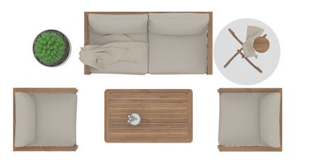 sofa top view on white  background