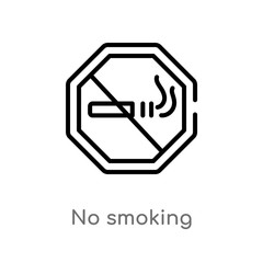 outline no smoking vector icon. isolated black simple line element illustration from airport terminal concept. editable vector stroke no smoking icon on white background