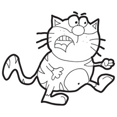 Cartoon doodle illustration of cartoon cat for coloring book, t-shirt print design, greeting card