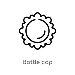 outline bottle cap vector icon. isolated black simple line element illustration from alcohol concept. editable vector stroke bottle cap icon on white background