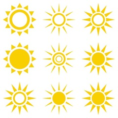 Sun icon set. Suns icon collection